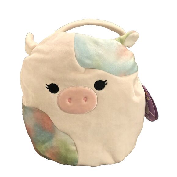 Squishmallow 12" Candess Cow Pastel Soft Easter Basket Pail Spring Plush NWT - Picture 2 of 10